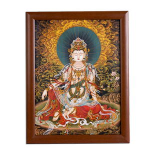 唐卡装饰画水月观音挂画茶室会所走廊过道佛像手工掐丝珐琅画