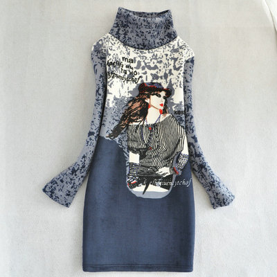 修身显瘦双面加绒大码保暖打底衫