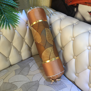 轻奢多功能糖果枕沙发爱马仕橙抱枕套欧式圆柱形长靠垫含芯可订做