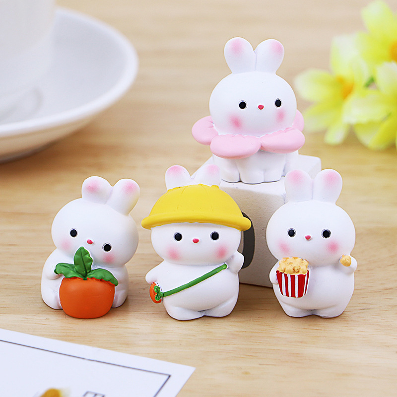 可爱小兔子办公室桌面摆件汽车