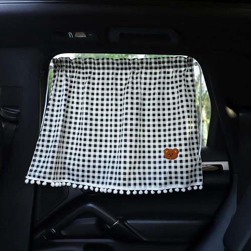 汽车窗帘遮阳棉布格子内饰