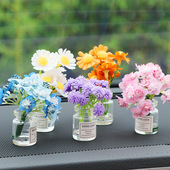 网红清新花瓶花朵娃娃屋迷你仿真汽车内饰中控台装 饰汽车摆件