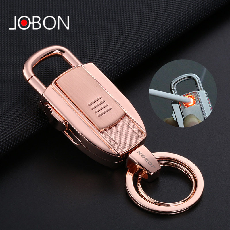 Jobon中邦打火机钥匙扣男创意多功能USB充电点烟器汽车包包挂件