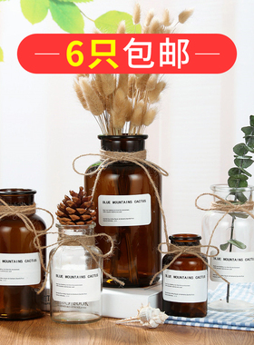 摆件客厅玻璃透明插花
