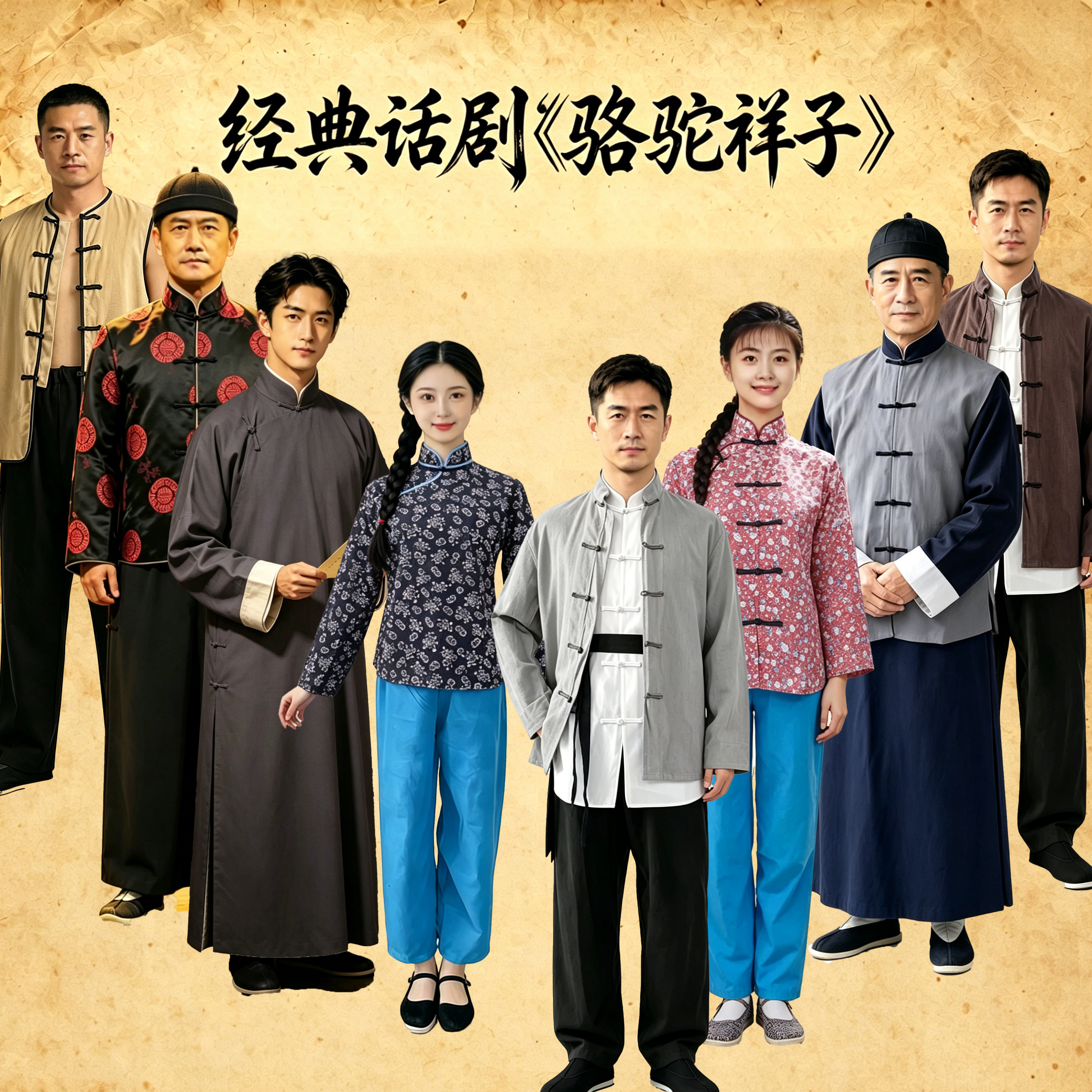 出租民国百姓旧社会骆驼祥子课本剧车夫刘四爷虎妞话剧演出服装