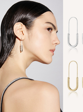别针耳环个性潮流网红潮人耳饰回形针设计感小众耳钉男女生日礼物