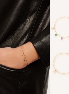 S925纯银日韩小众设计多巴胺彩色钻手链女高级感彩虹精致网红饰品