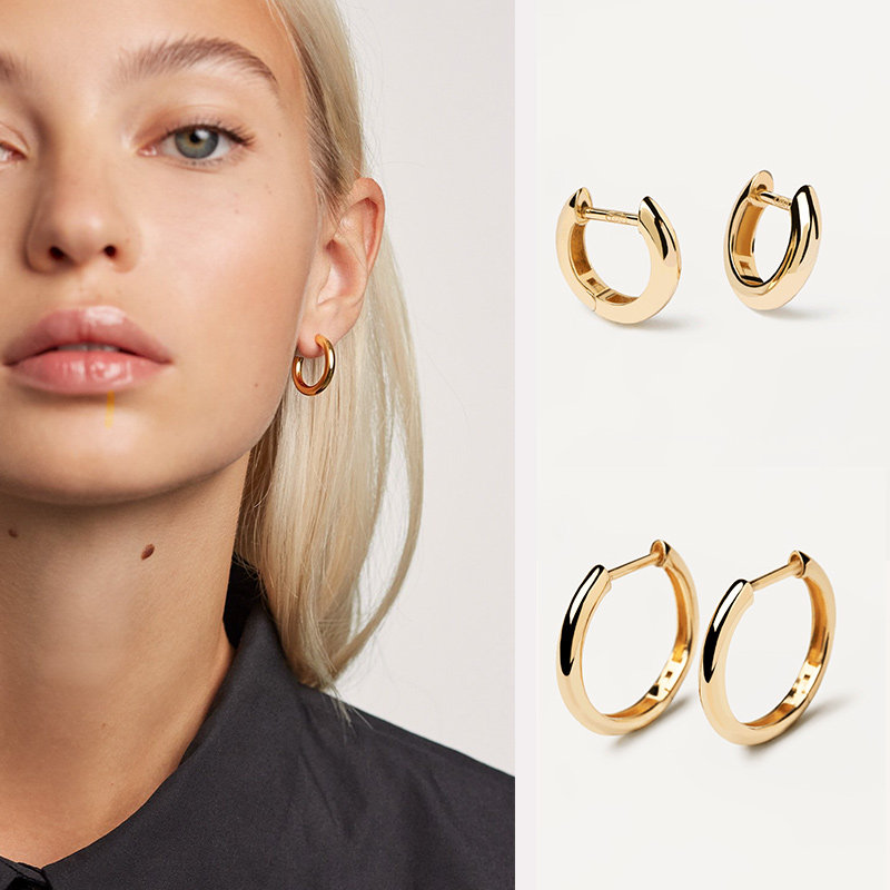 925纯银耳钉小圈圈素圈