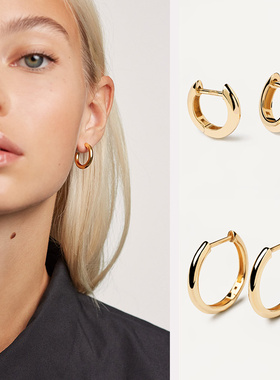 耳扣式耳环耳圈女气质欧美时尚简约圆圈耳钉小圈圈素圈金属风耳饰