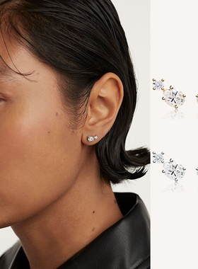 PD酷帅耳钉纯银多耳洞耳饰轻奢高级感耳钉欧美时髦简约耳饰送礼物