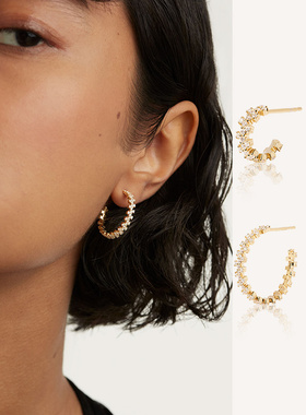 PD欧美风皇冠耳环纯银18k金耳钉耳饰小众高级设计感谁给情人礼物