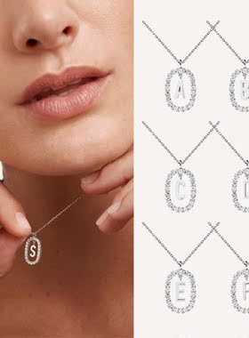 PD英文字母项链女西班牙欧美轻奢小众首饰纯银宝石锁骨链生日礼物