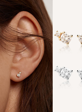 925纯银闪钻耳钉时尚高级感轻奢简约星星耳环女睡觉免摘小众耳饰