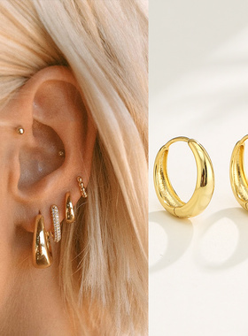 LUVAJ经典扭结圆圈耳环耳扣女气质小众时尚欧美潮ins风交叉感耳饰