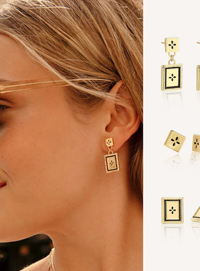 louisedamas小巧精致耳钉女 四叶草耳坠小众设计简约气质欧美耳环