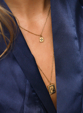 Louise Damas锁头四叶草项链毛衣链女精致简约潮18K金气质ins轻奢