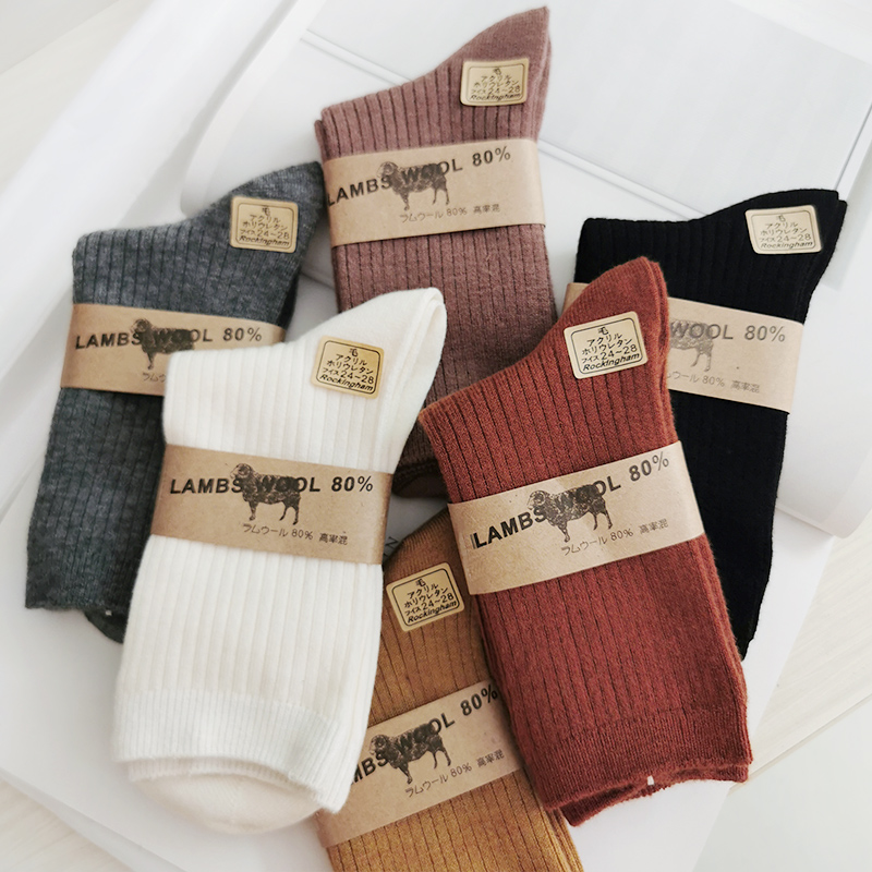 63%美利奴羊绒蓄热贴身舒适羊毛袜中筒绵羊显瘦百搭纯色袜子女冬
