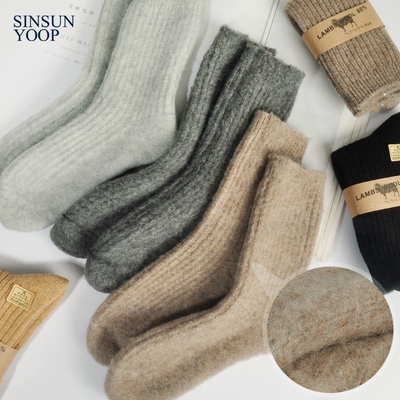 无骨加绒羊毛袜保暖美利奴
