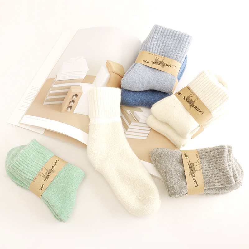 冬季加绒超厚保暖中短筒羊毛袜