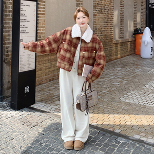 【现货】复古格子毛领90绒羽绒服外套861-P265-K388，女装羽绒服，浙宝189