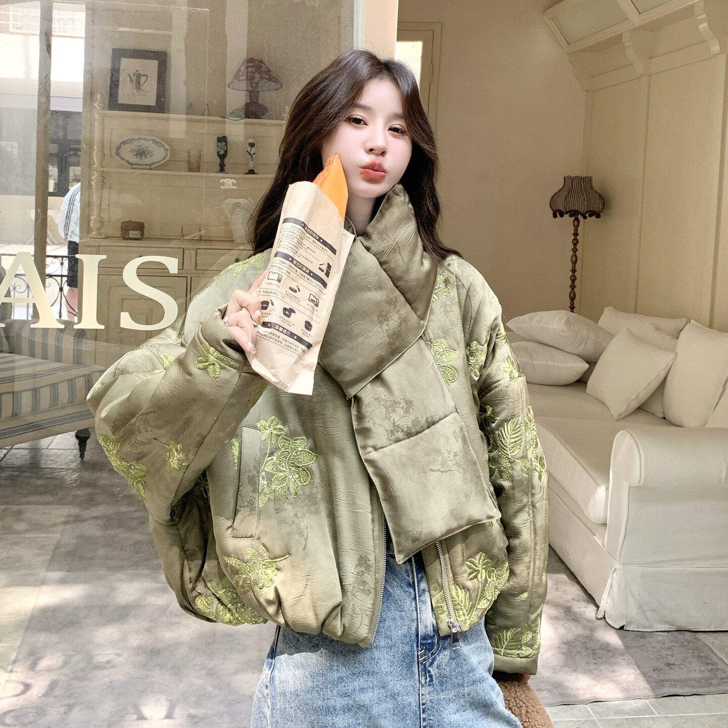 【现货】新中重工刺绣棉服889-P215-K345，女装棉衣/棉服，浙宝189