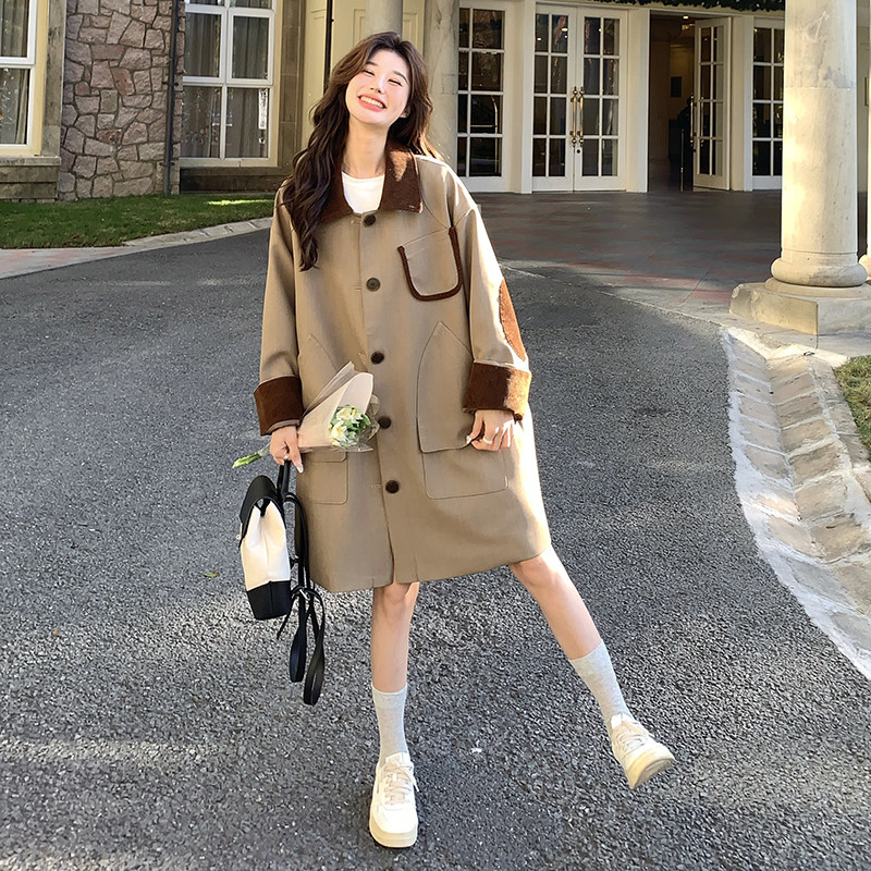 现货韩版宽松休闲风衣外套705-P155-K218，女装风衣，浙宝189