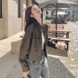 港味复古pu皮衣外套女2025秋季新款甜酷风时尚显瘦短款机车风夹克，女装皮衣，浙宝189