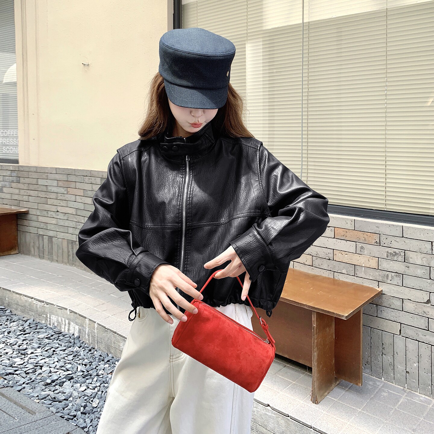 【现货】袖子可脱卸两穿PU皮衣外套8122-P165-K238,女装皮衣,浙宝189