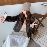 【现货】PU皮复古短款皮衣6603-P155-K238，女装皮衣，浙宝189