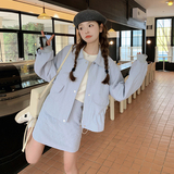 【现货】亮闪闪清新休闲收腰外套短裙两件套783蓝-P195-K258，女装套装/套裙，浙宝189