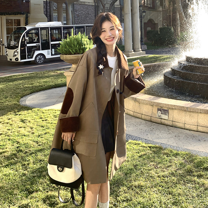 现货韩版宽松休闲风衣外套705-P155-K218,女装风衣,浙宝189