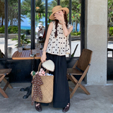 法式无袖波点上衣套装女夏季2025新款温柔风穿搭减龄阔腿裤两件套，商品下架区，浙宝189