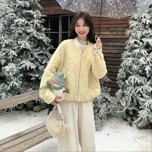 蕾丝珠片丝绒拼接棉服外套8816-P185-K298图片