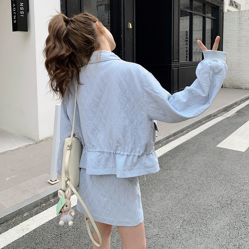 【现货】亮闪闪清新休闲收腰外套短裙两件套783蓝-P195-K258,女装套装/套裙,浙宝189
