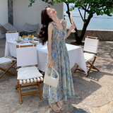 法式碎花吊带连衣裙女2025夏季新款气质时尚设计感收腰显瘦长裙，女装连衣裙，浙宝189
