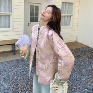 新中式立领国风印花羽绒服女2025冬季甜美奶呼呼保暖90白鸭绒外套