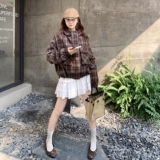 【现货】格纹连帽下摆抽绳外套8115-P175-K288，女装短外套，浙宝189