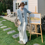 韩系chic蓝色西服上衣女春秋超火好看高级小众职业通勤西装短外套，女装西装，浙宝189