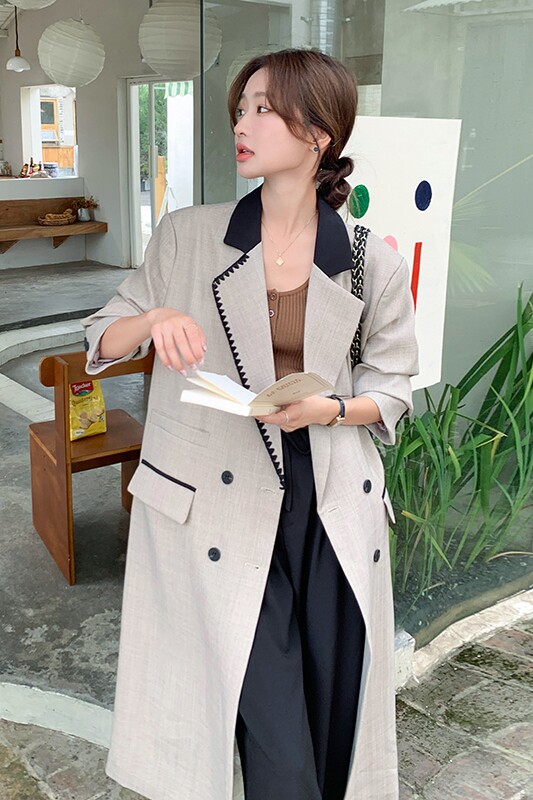 【现货】韩版设计款长款风衣651-P165-K218,女装风衣,浙宝189