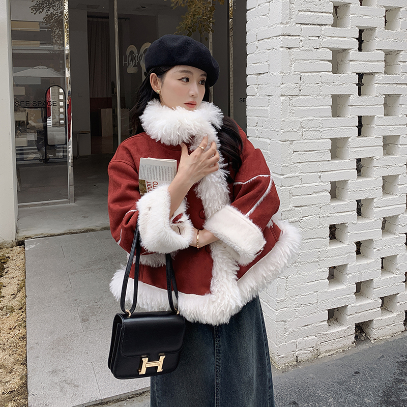 【新款现货】皮毛一体毛绒外套829-P215-K298，女装皮草，浙宝189