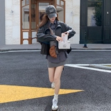 【现货】领口抽绳休闲皮衣9809-P165-K238，女装皮衣，浙宝189