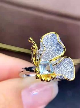 纯银镀18k宝石女戒