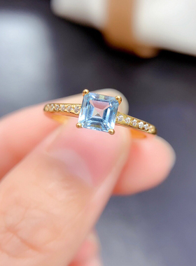 时尚S925银镀18K白金玫瑰金黄金色 正方4/5/6/7/8/9/10mm银托女戒