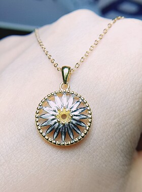 S925银双色吊坠空托圆形3*3mm