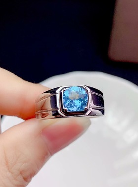 大气S925银镀白金男戒 空托  圆6.5MM  戒指  婚戒对戒