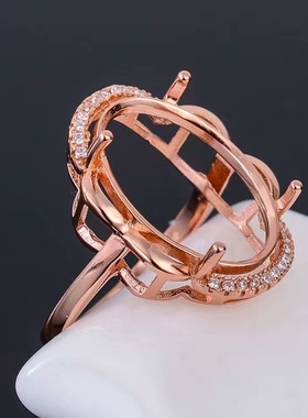 纯银镀18k白金空托