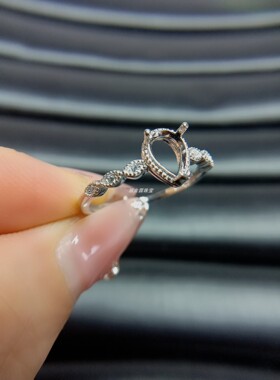 女S925银戒指空托水滴5*7mm