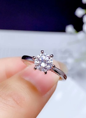 克拉莫桑镀18k白金女戒