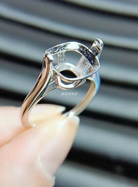 简约S925纯银戒指 枕形方10*10 镀白金玫瑰金 空托 女