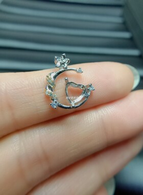 女925银吊坠空托心形6*6